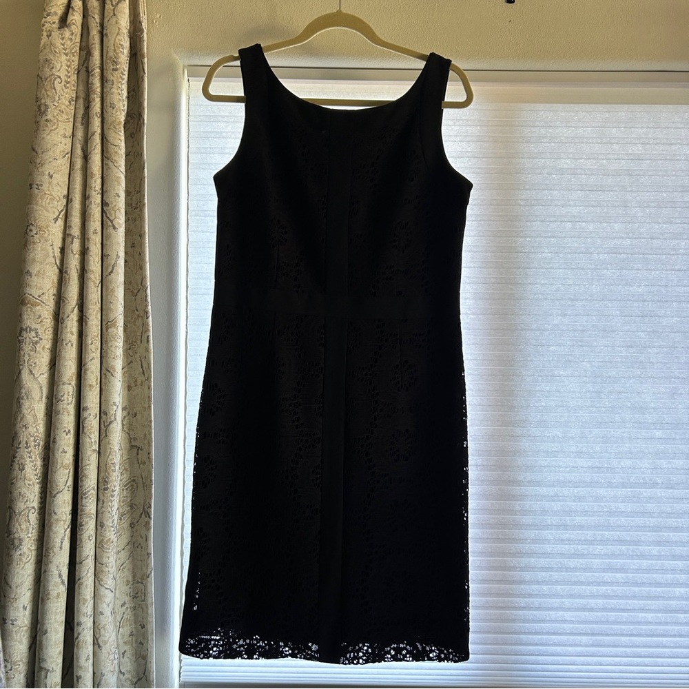 Ellen Tracy Black Sleeveless Lace Midi Dress- Size 14